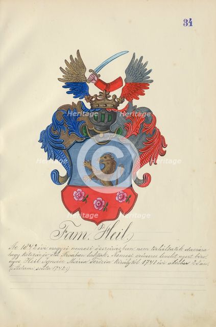 Coat of arms of the Heil family, 1904-1910. Creator: Adolf Medzihradsky.