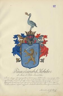 Coat of arms of the Jarabek family, 1904-1910. Creator: Adolf Medzihradsky