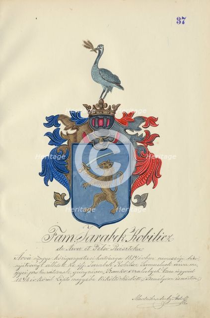 Coat of arms of the Jarabek family, 1904-1910. Creator: Adolf Medzihradsky.