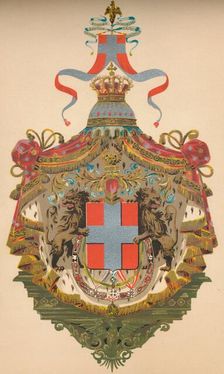 Coat of arms of the Kingdom of Italy, c1933. Artist: Whitehead, Morris & Co Ltd