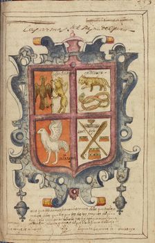 Coat of Arms of the Kingdom of Peru, completed in 1616. Creator: Unknown