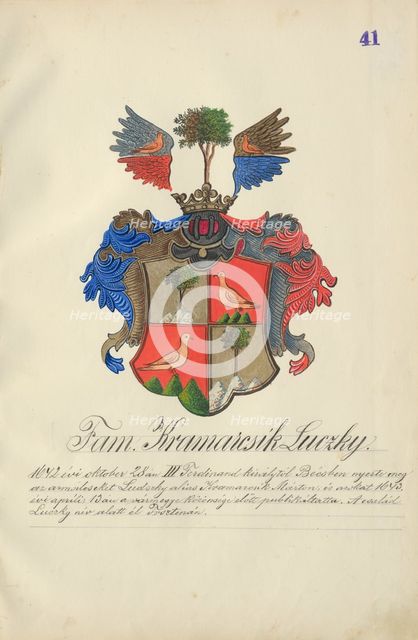 Coat of arms of the Kramarcikova Lucka family, 1904-1910. Creator: Adolf Medzihradsky.