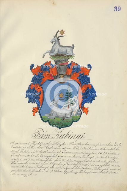 Coat of arms of the Kubinyi family, 1904. Creator: Adolf Medzihradsky.