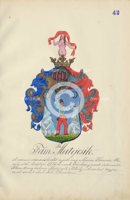 Coat of arms of the Matejcikova family, 1904-1910. Creator: Adolf Medzihradsky.