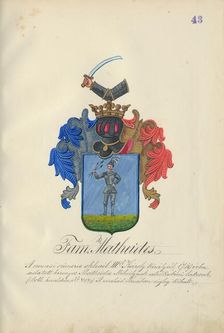 Coat of arms of the Matheides family, 1904. Creator: Adolf Medzihradsky