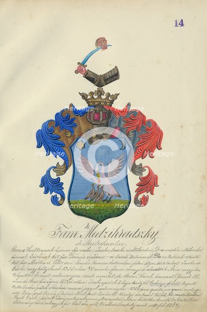 Coat of arms of the Medzihradska family, 1904. Creator: Adolf Medzihradsky.