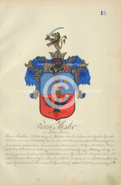 Coat of arms of the Meskova family, 1904-1910. Creator: Adolf Medzihradsky.