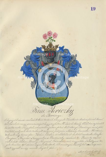 Coat of arms of the Revicka family, 1904-1910. Creator: Adolf Medzihradsky.