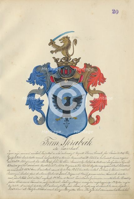 Coat of arms of the skrabak family, 1904-1910. Creator: Adolf Medzihradsky.