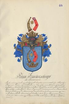 Coat of arms of the Smrecanyi family, 1904-1910. Creator: Adolf Medzihradsky