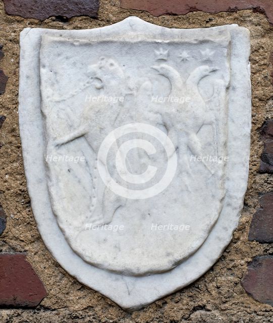 Coat of Arms of the Swiss Luder Family and of the Lund Family, from Schleswig, 15th century. Creator: Unknown.