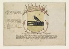 Coat of arms of Van Dorth and of Admiral Jacob Willekens and an empty coat of arms, 1623-1699. Creator: Anon