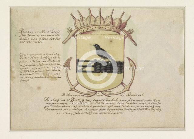 Coat of arms of Van Dorth and of Admiral Jacob Willekens and an empty coat of arms, 1623-1699. Creator: Anon.