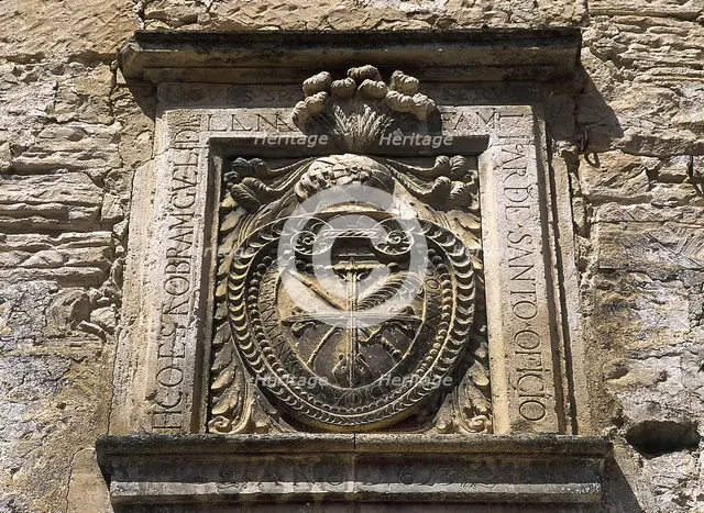 Coat of arms, Inquisition House, Priego, Cuenca, Castile-La Mancha, Spain, 1623 (2001). Creator: Unknown.