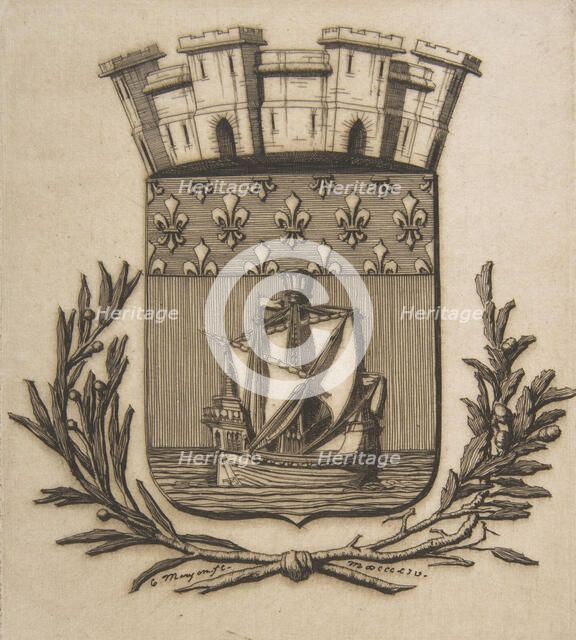 Coat-of-Arms Symbolizing the City of Paris, 1854. Creator: Charles Meryon.