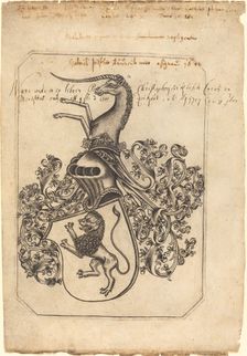Coat of Arms with a Lion and Unicorn, c. 1480/1490. Creator: Master hw