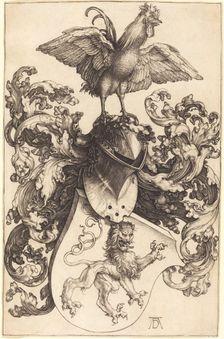Coat of Arms with a Lion and a Cock, 1502/1503. Creator: Albrecht Durer