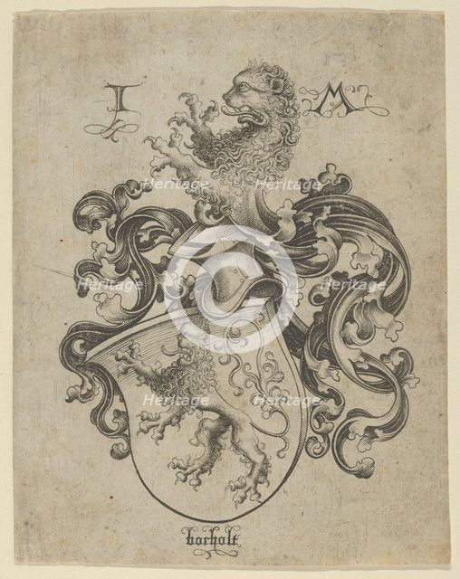 Coat of Arms with a Lion. Creator: Israhel van Meckenem.