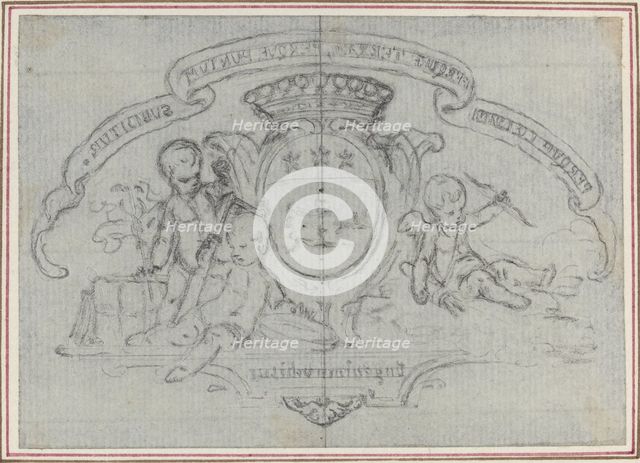 Coat of Arms with Three Putti. Creator: Hubert Francois Gravelot.