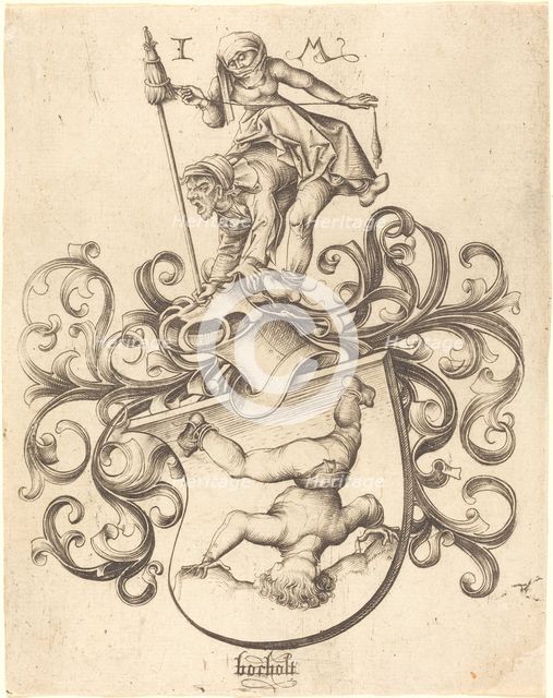 Coat of Arms with Tumbling Boy, c. 1480/1490. Creator: Israhel van Meckenem.