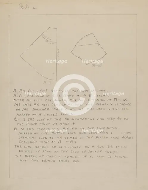 Coat (Pattern), c. 1937. Creator: Emery Herrett.