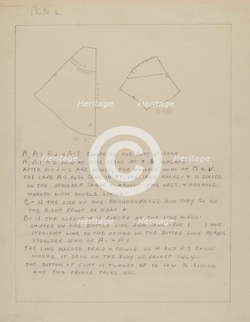 Coat (Pattern), c. 1937. Creator: Emery Herrett.