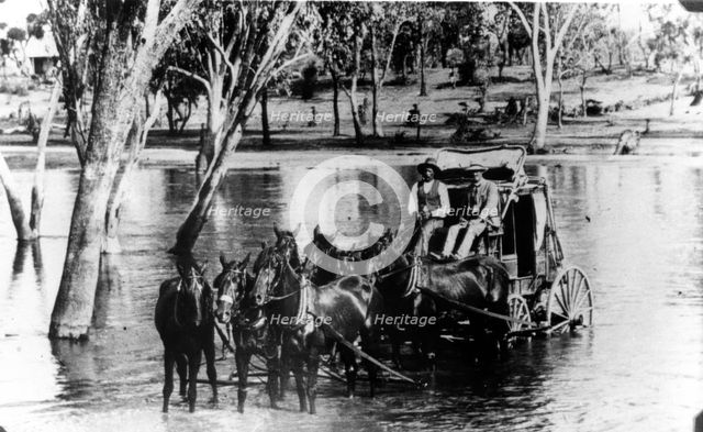 Cobb and Co coach, Old Gympie Road, Kallangur, c1880s. Creator: Unknown.