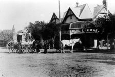 Cobb & Co. coach at the Club (Boutique) Hotel, Cunnamulla, Queensland, c1915. Creator: Unknown