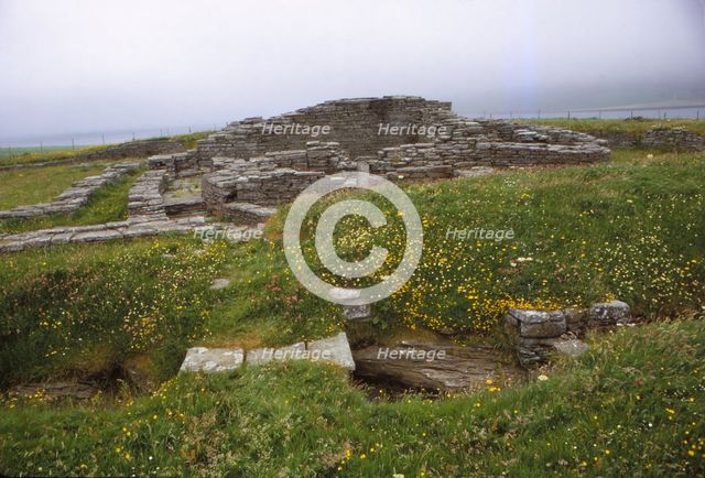 Cobbie Rows Castle, c1145, Isle of Wyre, Orkney, Scotland, 20th century. Artist: CM Dixon.