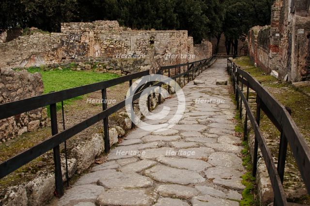 Cobbled street, Pompeii, Italy, 2009.  Creator: LTL.