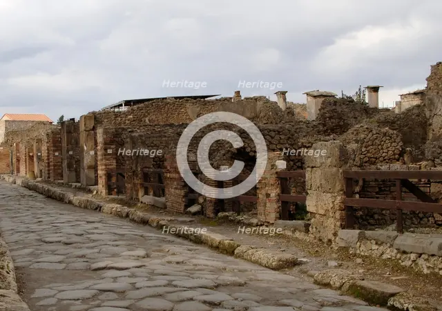 Cobbled street, Pompeii, Italy, 2009.  Creator: LTL.