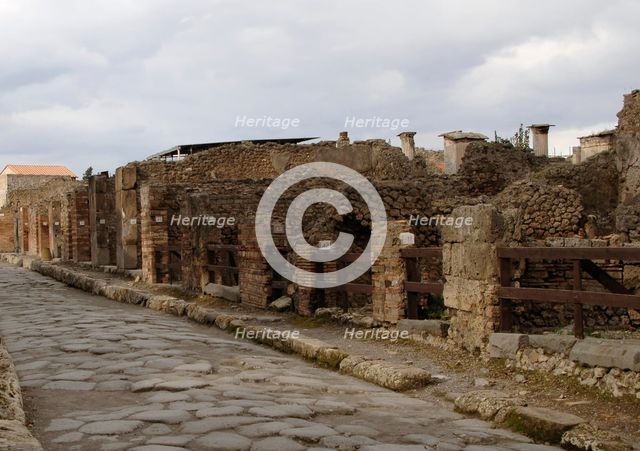 Cobbled street, Pompeii, Italy, 2009.  Creator: LTL.