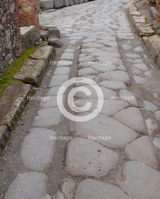 Cobbled street, Pompeii, Italy, 2009.  Creator: LTL.