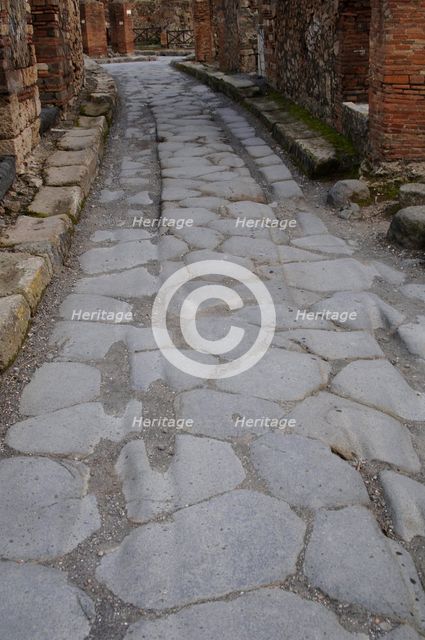 Cobbled street, Pompeii, Italy, 2009.  Creator: LTL.
