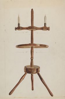 Cobbler's Table with Candle Stand, c. 1936. Creator: Ella Josephine Sterling