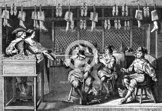 Cobbler's shop during the time of Louis XIII of France, 17th century (1882-1884). Artist: Unknown