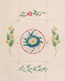Cobweb Valentine with Morning Glory, 1840. Creator: Anon
