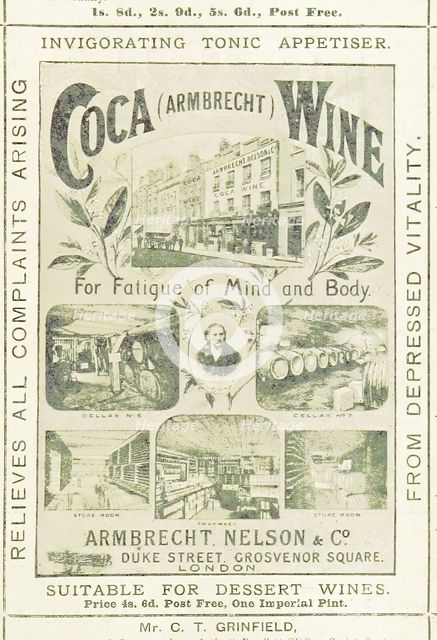 Coca (Armbrecht) Wine for Fatigue of Mind and Body, 1893.  Creator: Unknown.