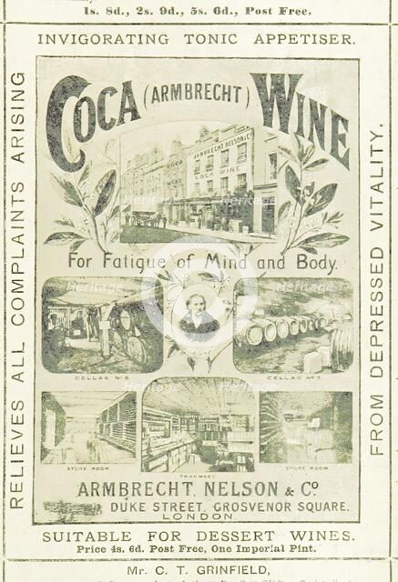 Coca (Armbrecht) Wine for Fatigue of Mind and Body, 1893.  Creator: Unknown.