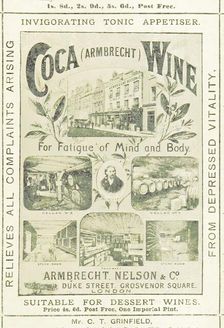 Coca (Armbrecht) Wine for Fatigue of Mind and Body, 1893. Creator: Unknown