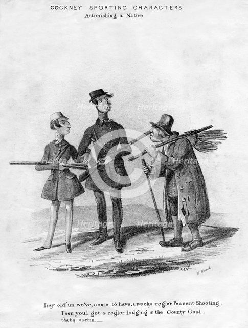 'Cockney Sporting Characters. Astonishing a Native', 19th century.Artist: Henry Heath
