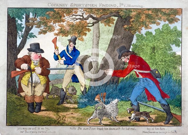 'Cockney Sportsmen Finding, Part 1. Morning', 1800.                                               Artist: Anon