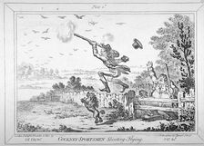 Cockney-sportsmen shooting flying 1800. Artist: James Gillray