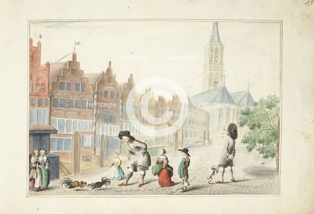Cockfight in the Sassenstraat in Zwolle, 1655. Creator: Gesina ter Borch.