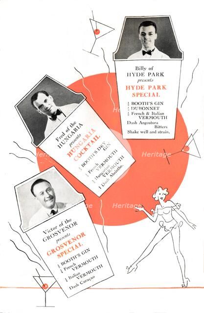 'Cocktail recipes', c1935 (1935).  Artist: Unknown.