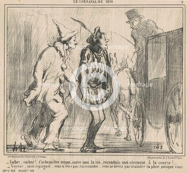 Cocher, Cocher! ..., 19th century. Creator: Honore Daumier.