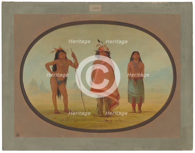Cochimtee Chief, His Wife, and a Warrior, 1855/1869. Creator: George Catlin.