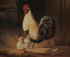 Cock and Hen, 1867. Creator: Ferdinand von Wright