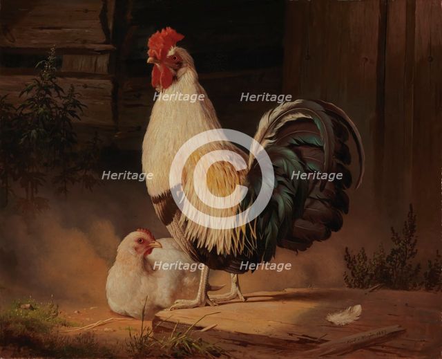 Cock and Hen, 1867. Creator: Ferdinand von Wright.