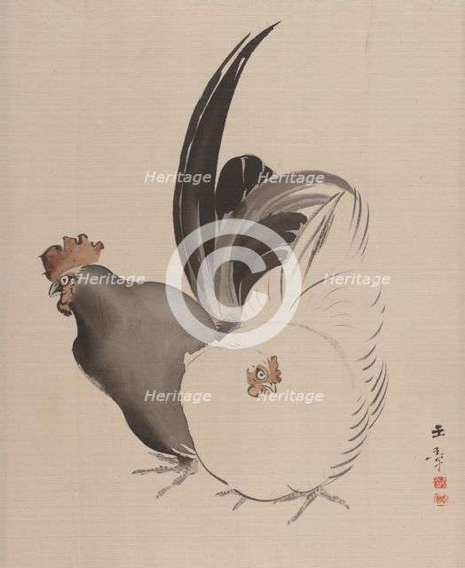Cock and Hen, 1887-92. Creator: Gyokusho Kawabata.